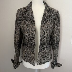 Anne Klein Textured Weave Blazer Spider Web Beige Black Career-6